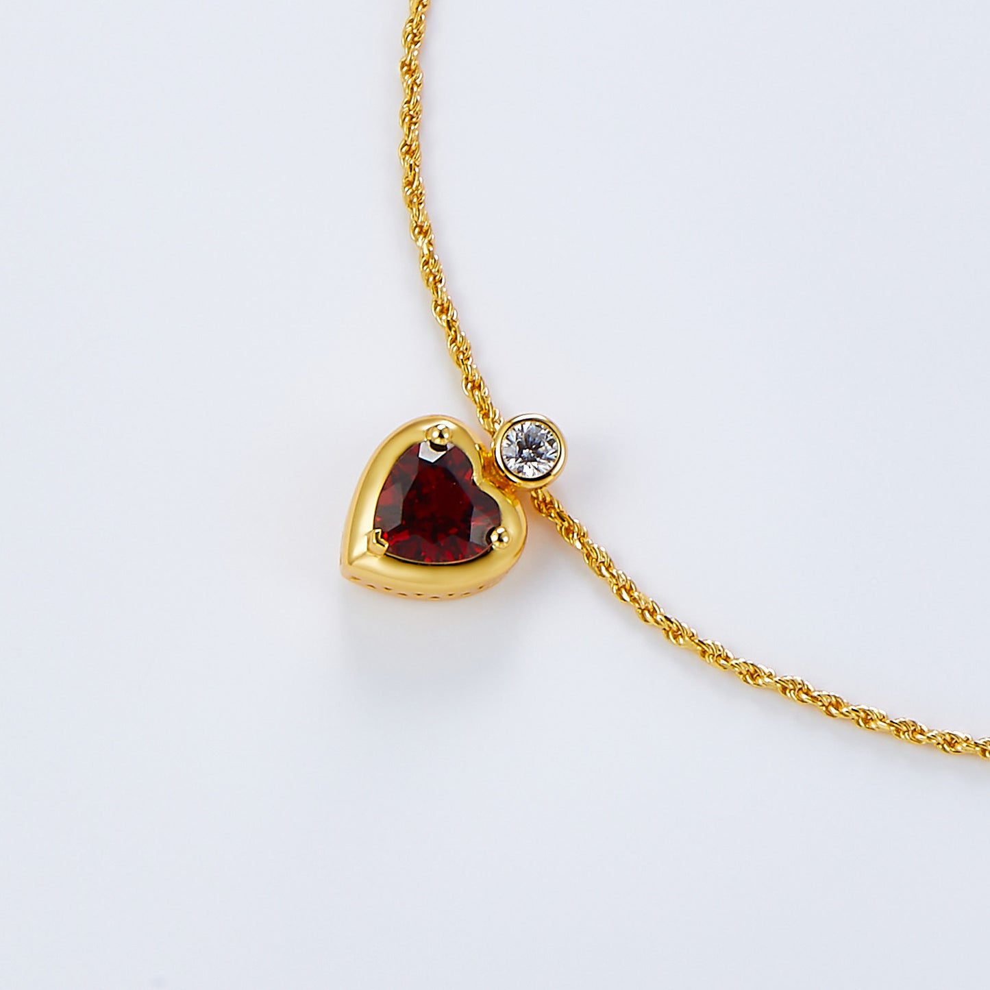 Love Heart Red Garnet Ring