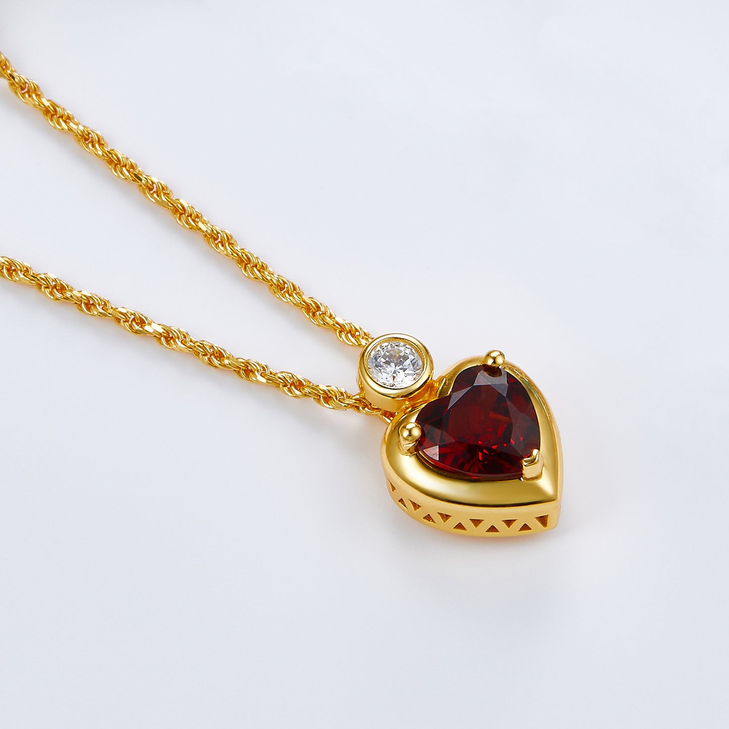 Love Heart Red Garnet Ring