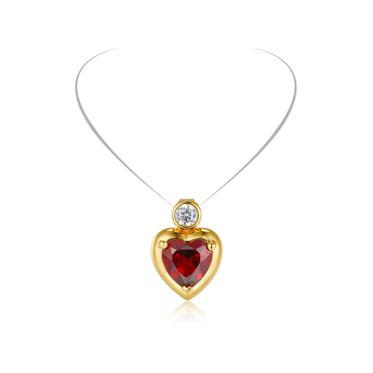 Love Heart Red Garnet Ring