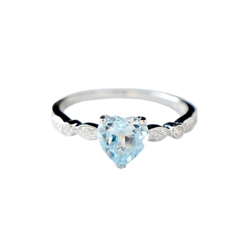 Love Heart Aquamarine Ring