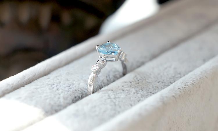 Love Heart Aquamarine Ring