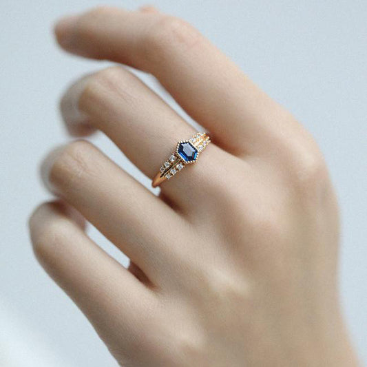 Anillo ajustable vintage de piedra azul