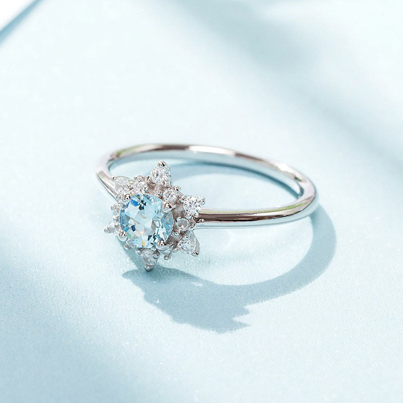 Snowflake Aquamarine Ring