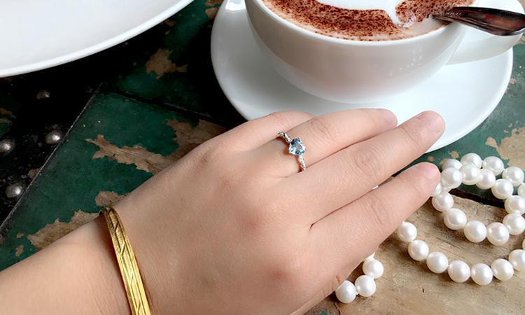 Love Heart Aquamarine Ring