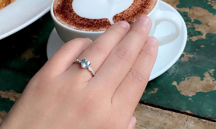 Love Heart Aquamarine Ring