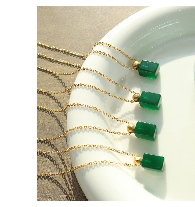 Three Olive Emerald Necklaces(3PCS)