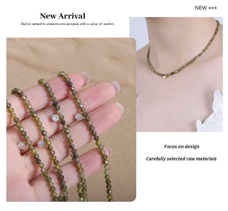 Three Olive Emerald Necklaces(3PCS)