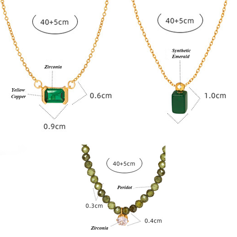 Three Olive Emerald Necklaces(3PCS)