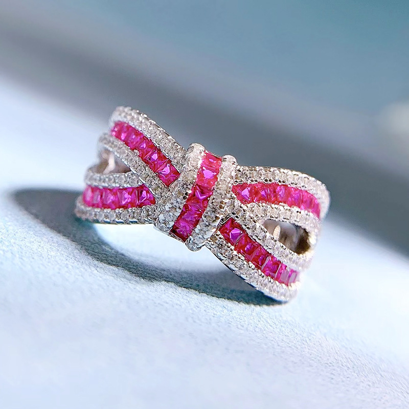 Red Corundum Ring Bow Knot
