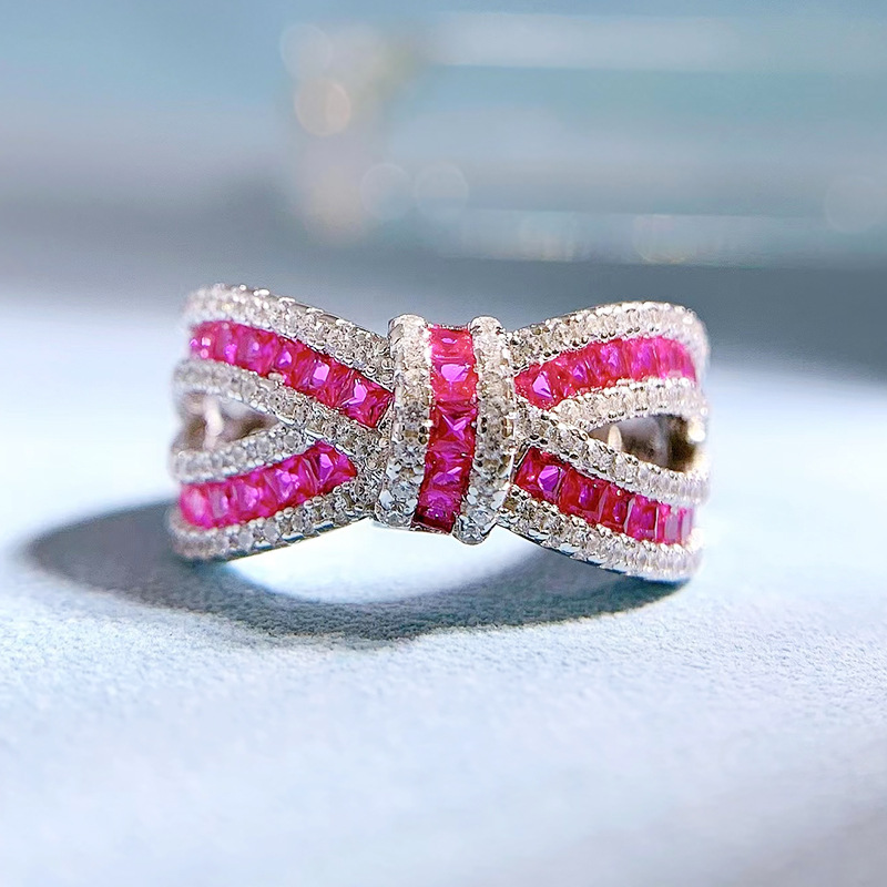 Red Corundum Ring Bow Knot