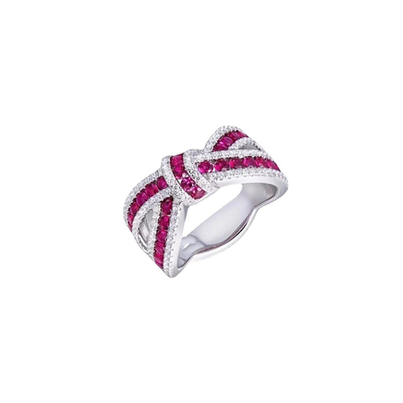 Red Corundum Ring Bow Knot