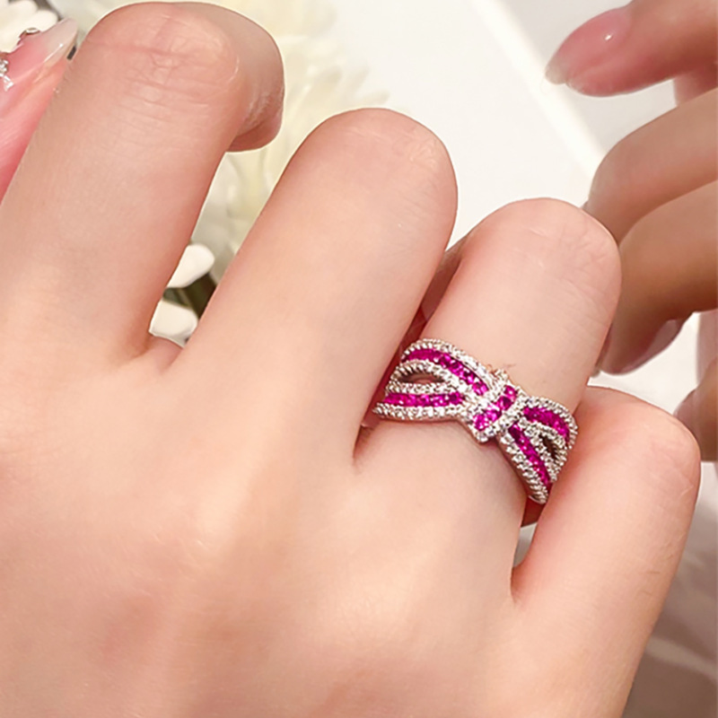 Red Corundum Ring Bow Knot