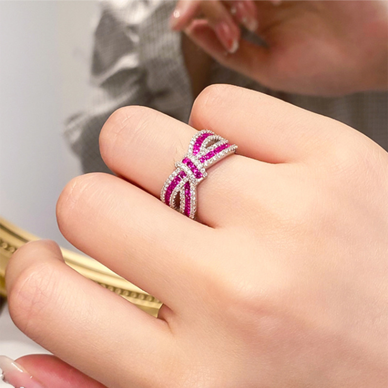 Red Corundum Ring Bow Knot
