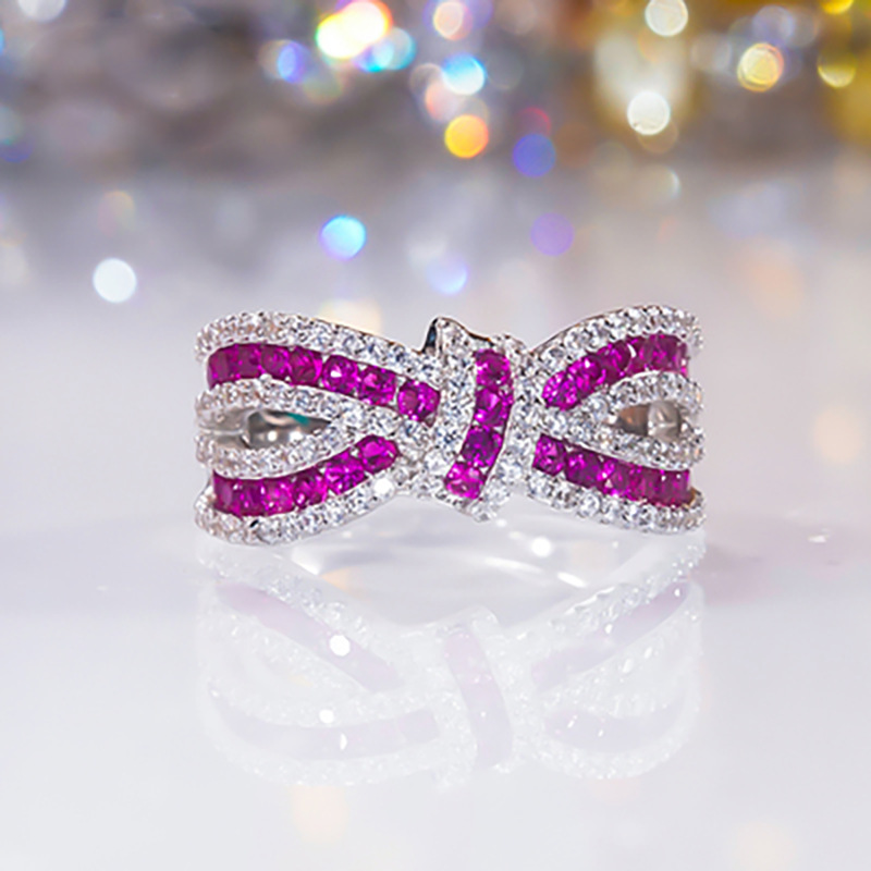 Red Corundum Ring Bow Knot