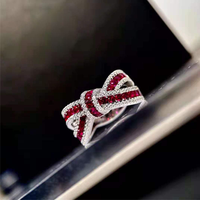 Red Corundum Ring Bow Knot