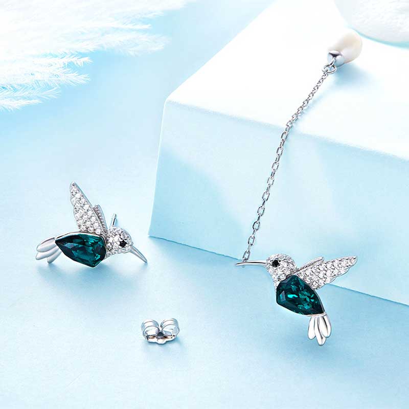 Bluish Hummingbird Earrings🐦