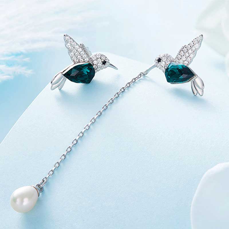 Bluish Hummingbird Earrings🐦