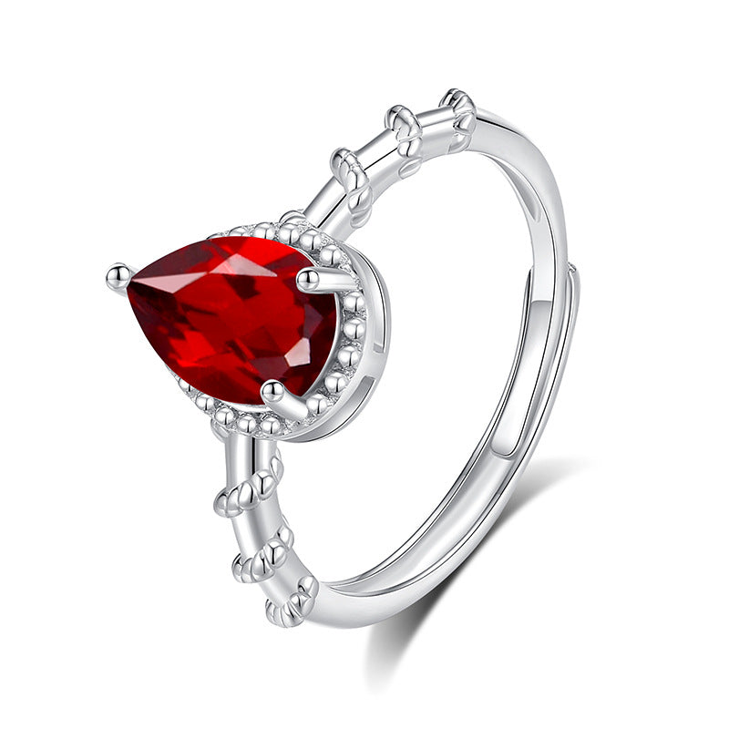 Auqa Glow - Sterling Silver Gemstone Adjustable Ring