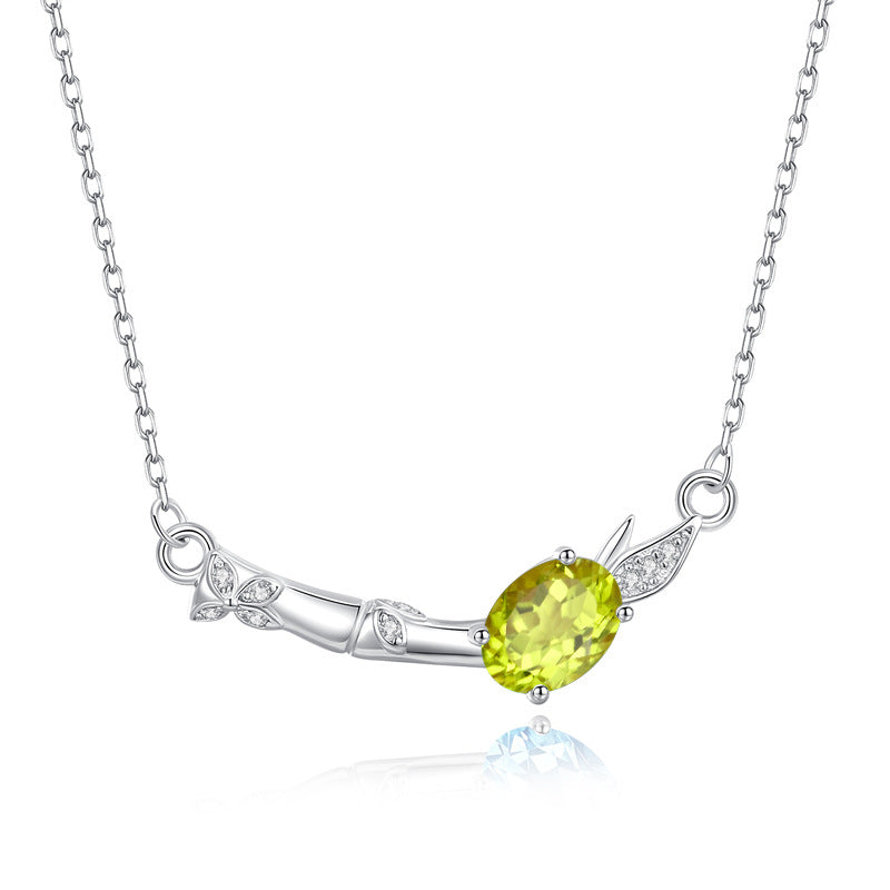 Waterfall Bamboo - Sterling Silver Gems Design Necklace For Women