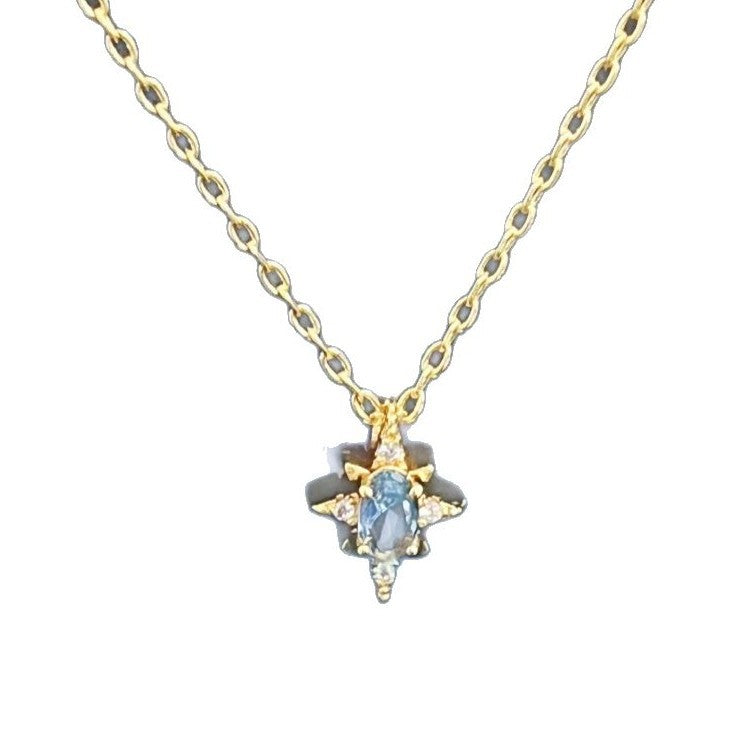 Crowds Blue Stars -Vintage Blue Topaz Pendant Necklace