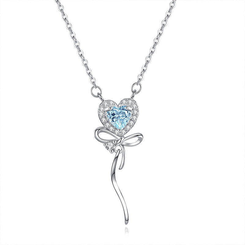 Tidal Heart - Sterling Silver Gems Topaz Design Necklace For Women