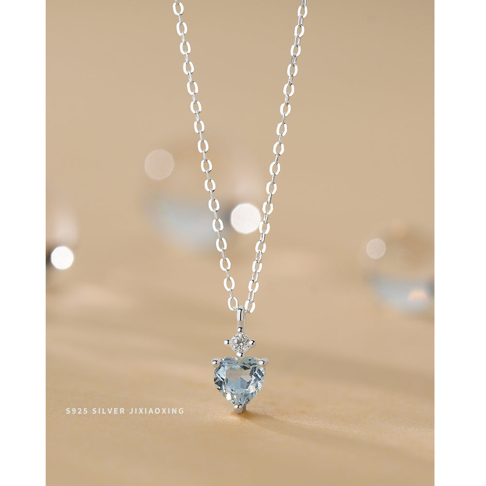 Blue Topaz Heart Necklace