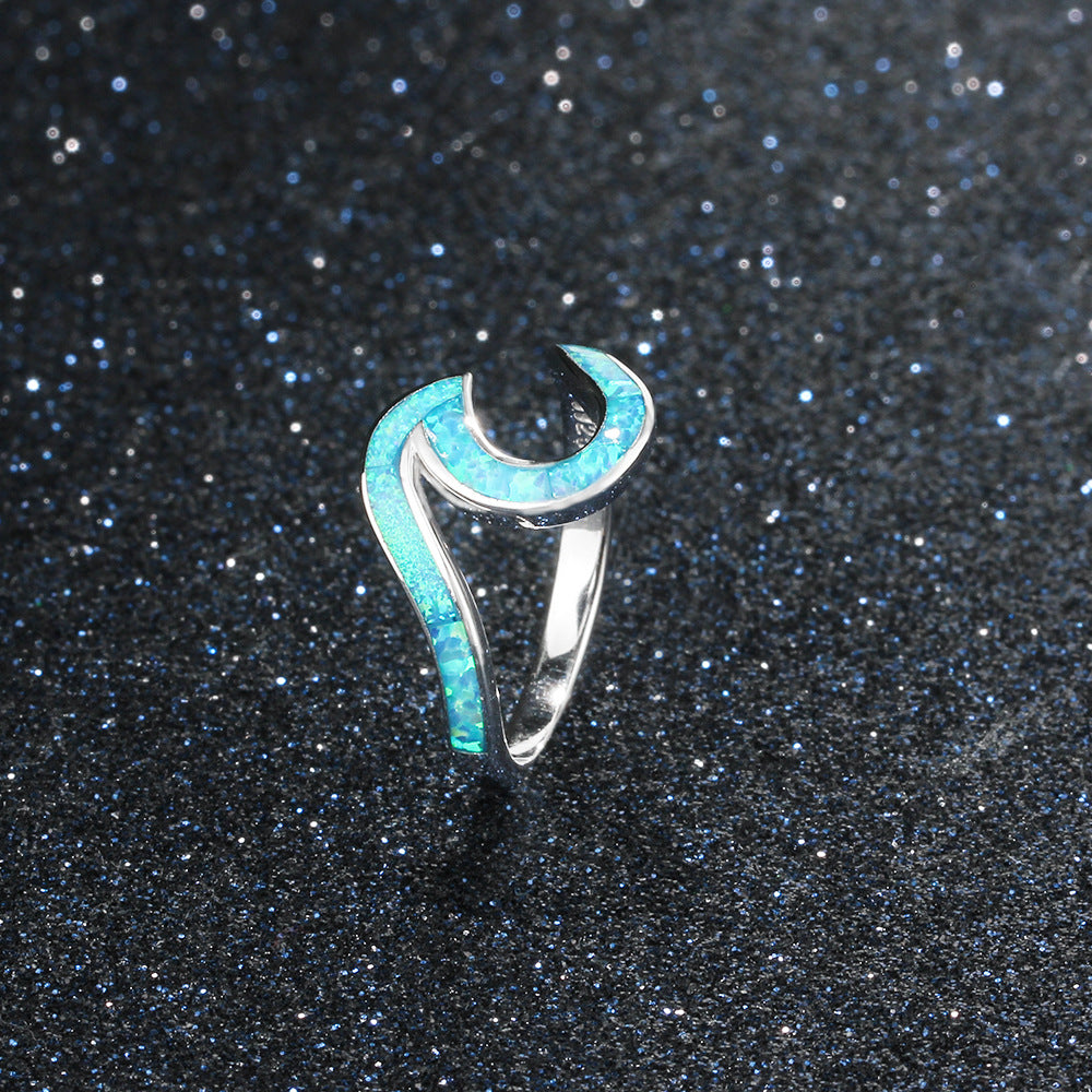 Blue wave - Sterling Silver Blue Opal Ring