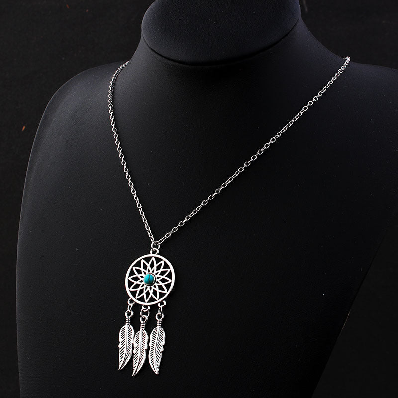 Sea dream catcher - Sterling Silver Turquoise Necklace