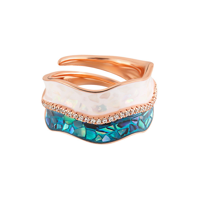 Wave Kissed - Rose Gold Mother of Pearl Ring