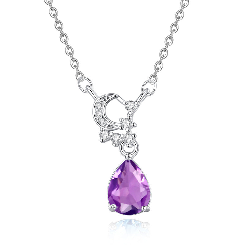 Natural Crystal Silver Necklace – Non-Tarnish Dainty Pendant for Women