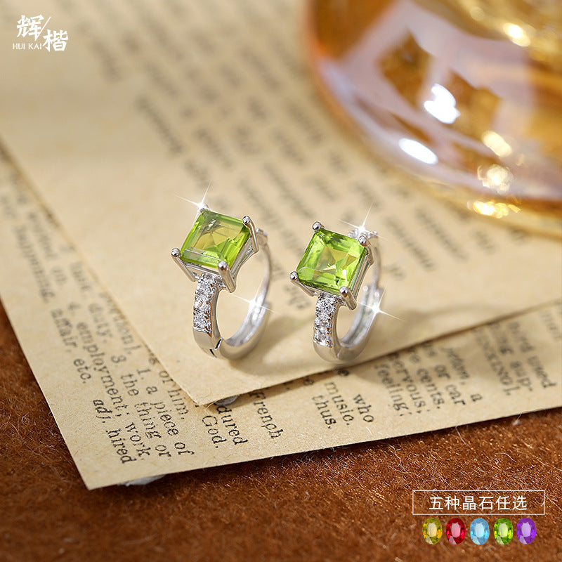 Greenie - Sterling Silver Gemstone Earrings