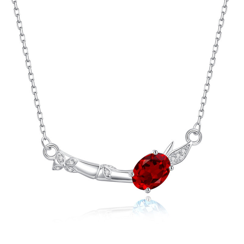 Waterfall Bamboo - Sterling Silver Gems Design Necklace For Women