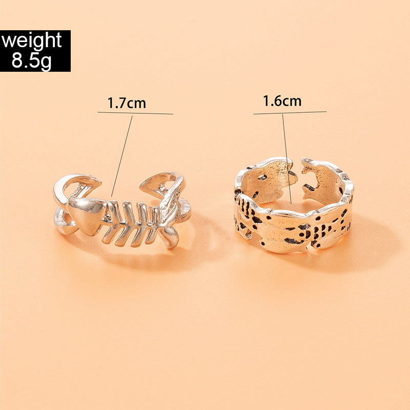 Fishbone Adjustable Ring (2pcs)