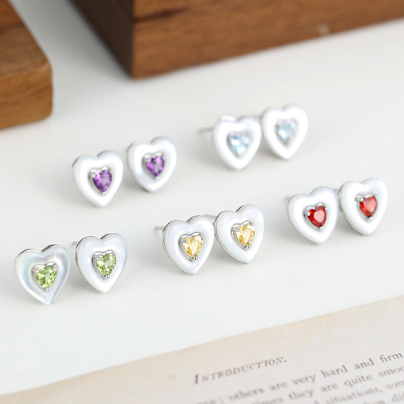 Ocean Heart - Natural Gems & Mother of Pearl Sterling Silver Earrings for Women