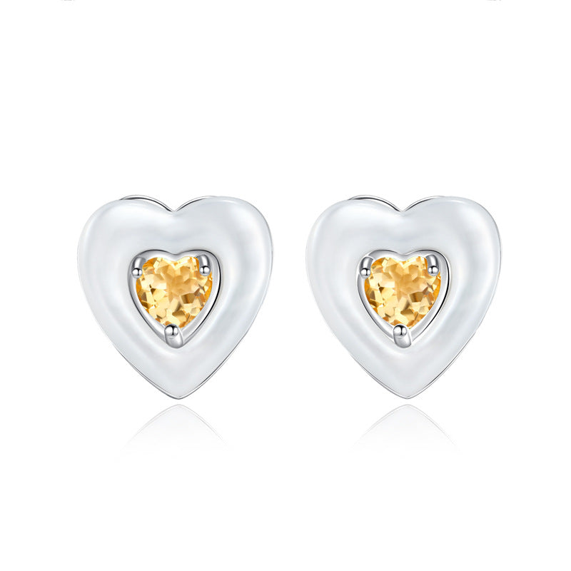 Ocean Heart - Natural Gems & Mother of Pearl Sterling Silver Earrings for Women