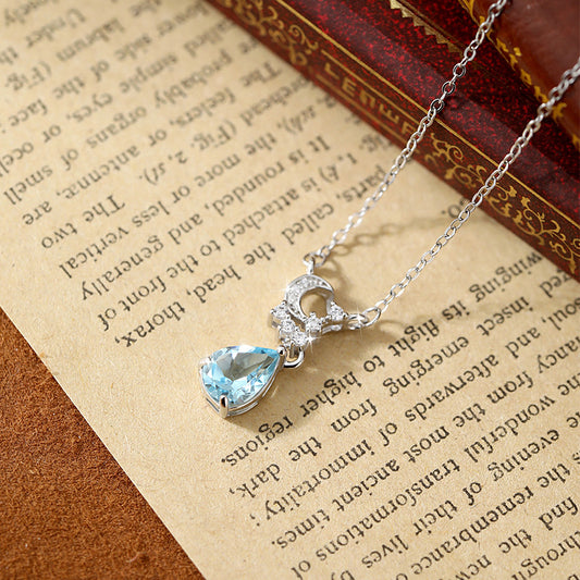 Natural Crystal Silver Necklace – Non-Tarnish Dainty Pendant for Women