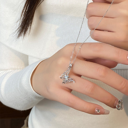 Butterfly's Flight – Natural Gemstone Sterling Silver Tarnish-Free Necklace for Women