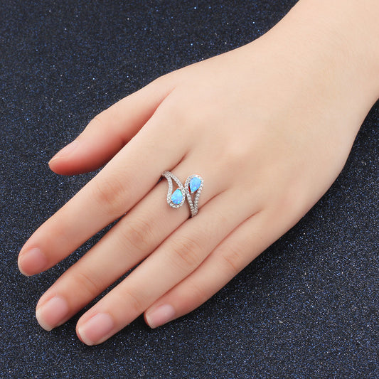 Aqua Blue - Sterling Silver Blue Opal Ring
