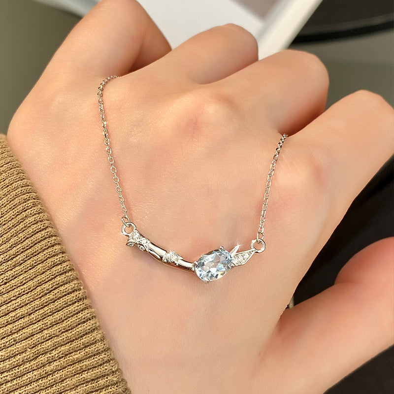 Waterfall Bamboo - Sterling Silver Gems Design Necklace For Women