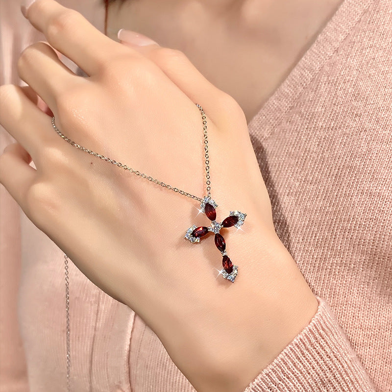 Cross Gemstone Necklace