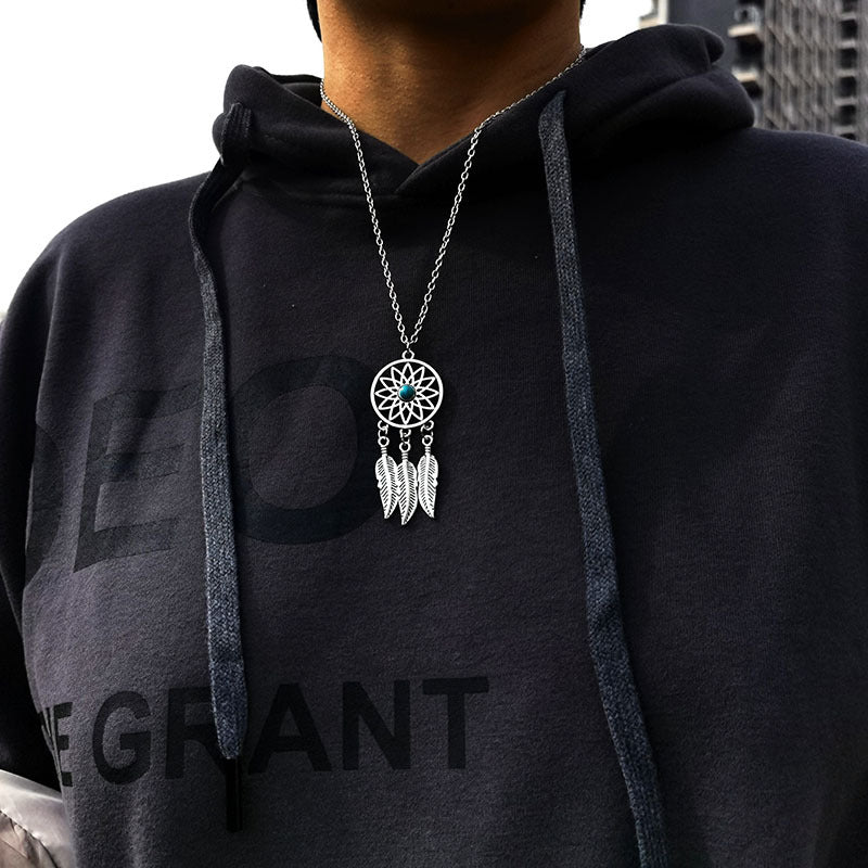 Sea dream catcher - Sterling Silver Turquoise Necklace