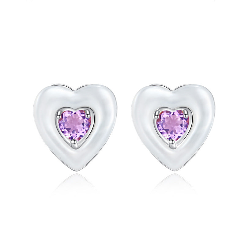 Ocean Heart - Natural Gems & Mother of Pearl Sterling Silver Earrings for Women