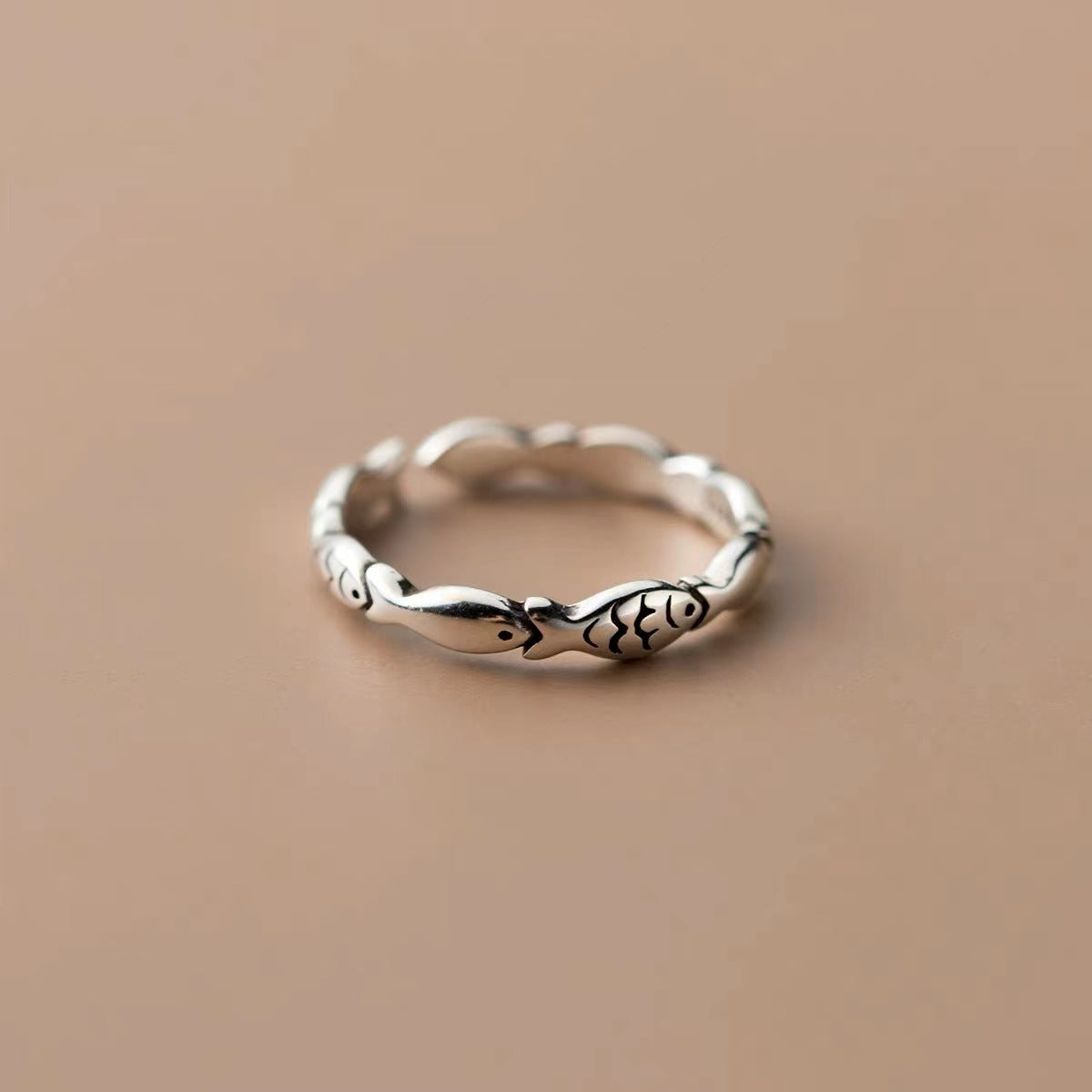 Small Lucky Fish Sterling Silver Ring
