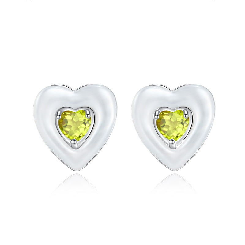 Ocean Heart - Natural Gems & Mother of Pearl Sterling Silver Earrings for Women