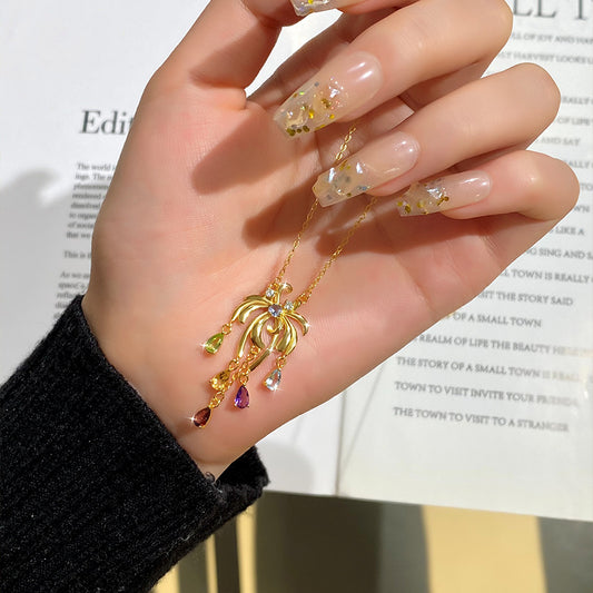 Collar de plata de ley con diseño de fuegos artificiales