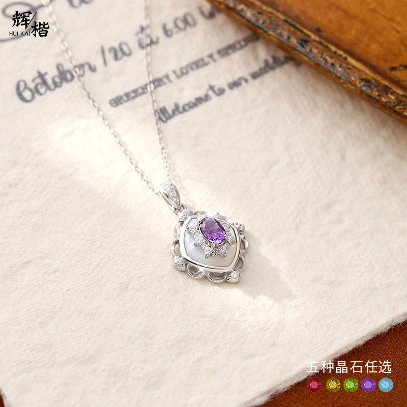 Tarnish-Free Necklace for Women – Natural Crystal Pendant, High-End Designer Clavicle Chain