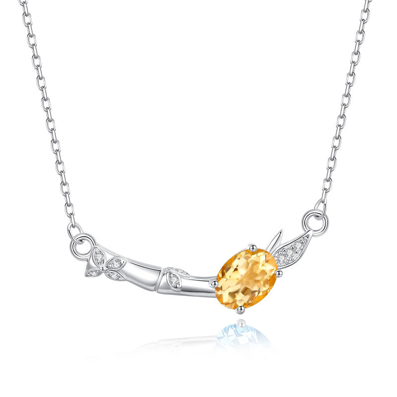 Waterfall Bamboo - Sterling Silver Gems Design Necklace For Women