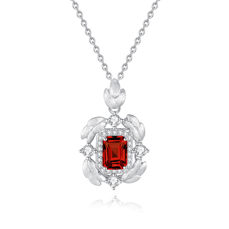 Feathers Classic Flame - Square Crystal Pendant Necklace