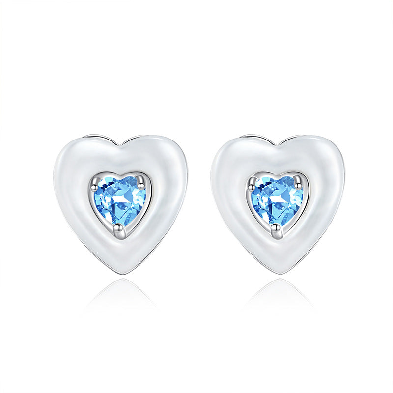 Ocean Heart - Natural Gems & Mother of Pearl Sterling Silver Earrings for Women