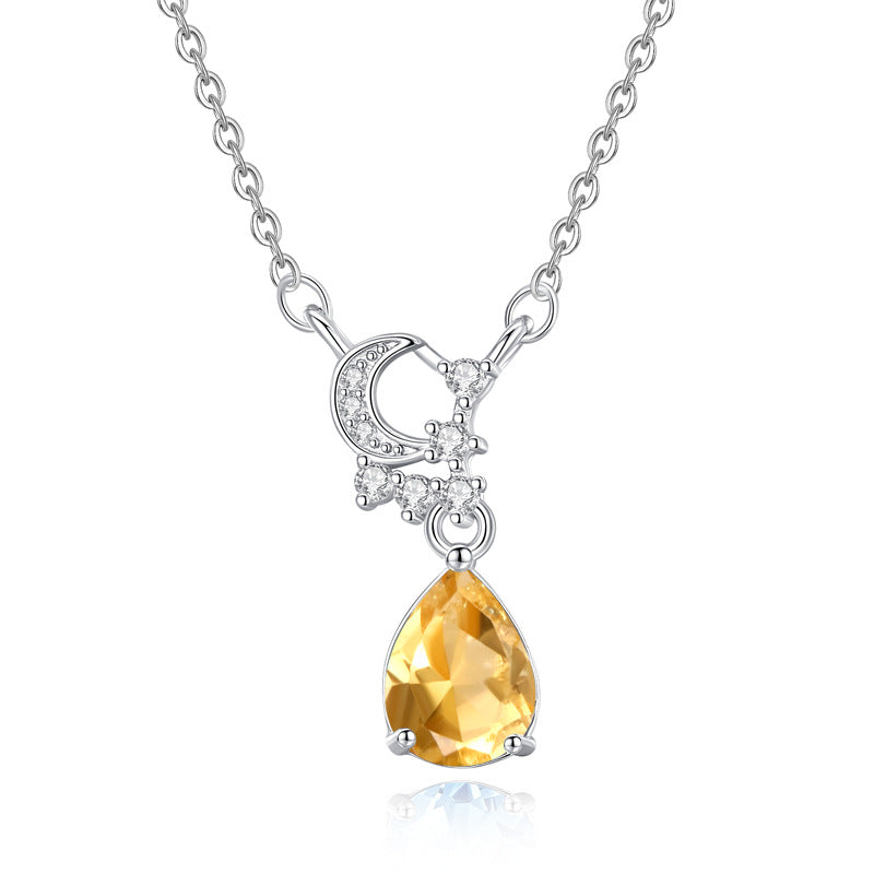 Natural Crystal Silver Necklace – Non-Tarnish Dainty Pendant for Women